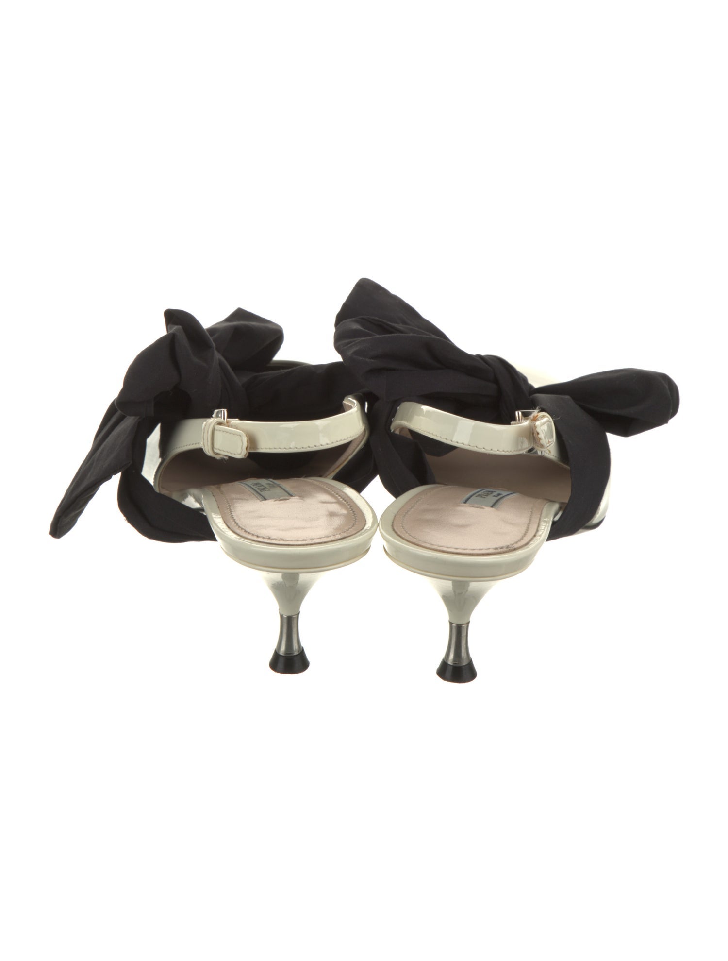 Prada Patent Leather Colorblock Pattern Slingback Pumps